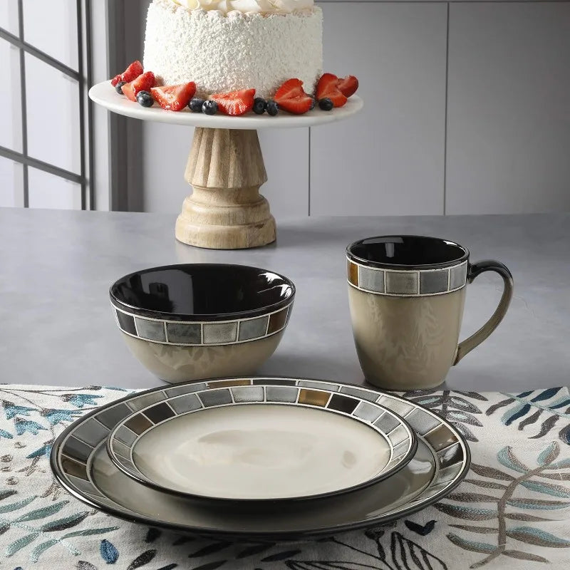 16 Piece Reactive Glaze Dinnerware Set