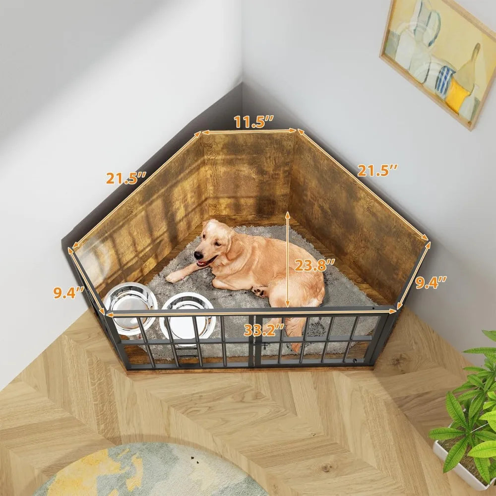 Dog Cage CornerTable with Bowl