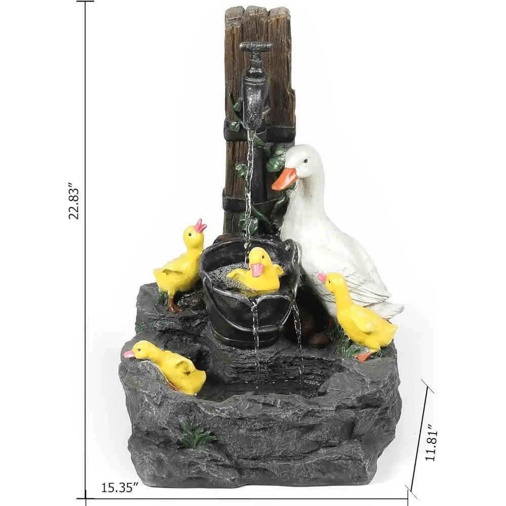 Resin Duck Family Bath Fountain