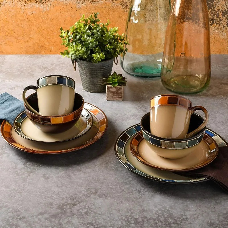 16 Piece Reactive Glaze Dinnerware Set