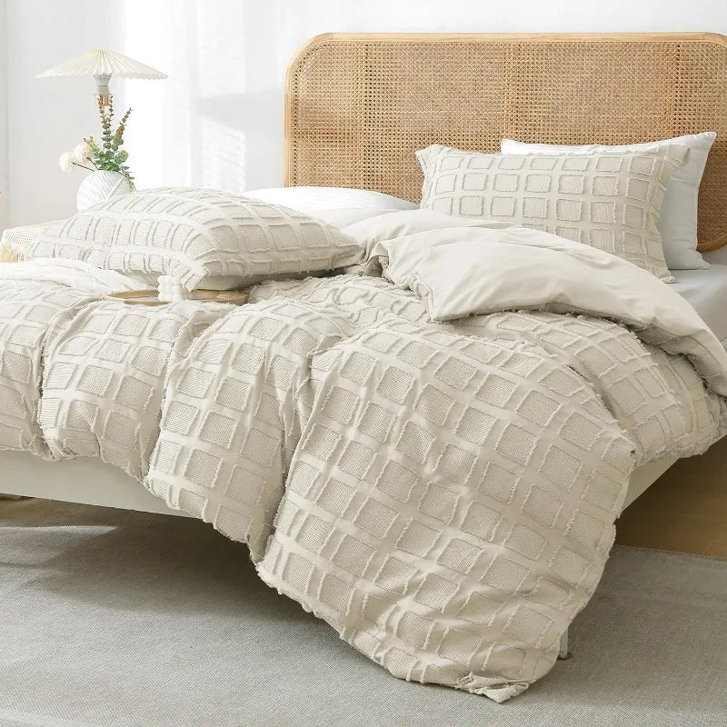 WaffleTufted Duvet Cover Washed Microfiber