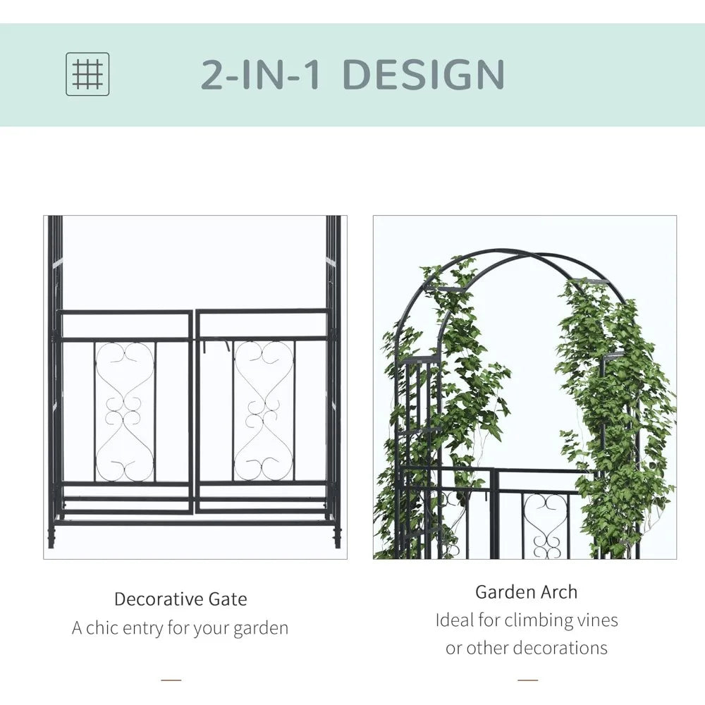 81" Metal Garden Arbor with Double Doors