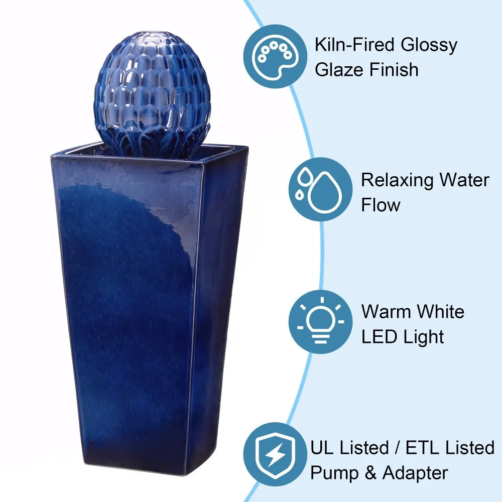 Ceramic Outdoor Water Fountain with LED Light