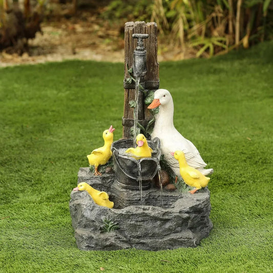 Resin Duck Family Bath Fountain