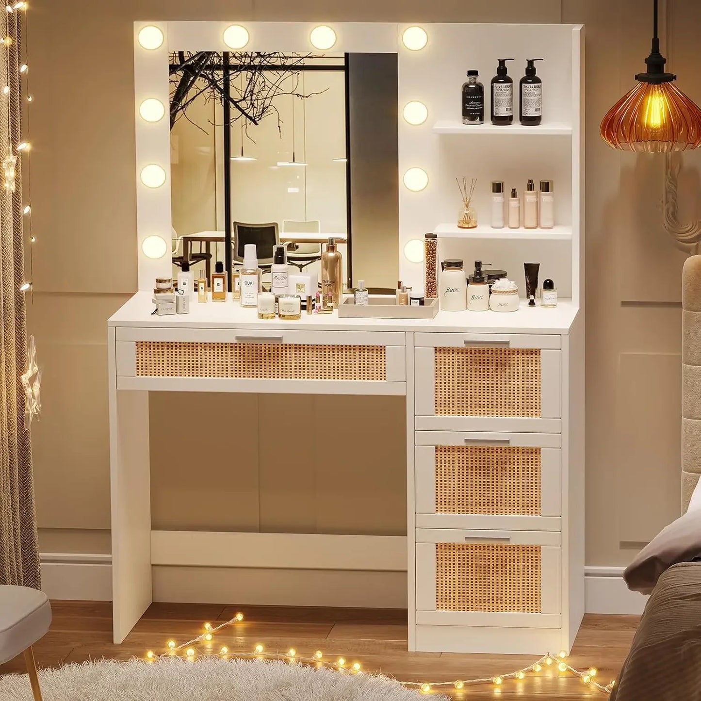 Makeup Vanity Table with Lighted Mirror