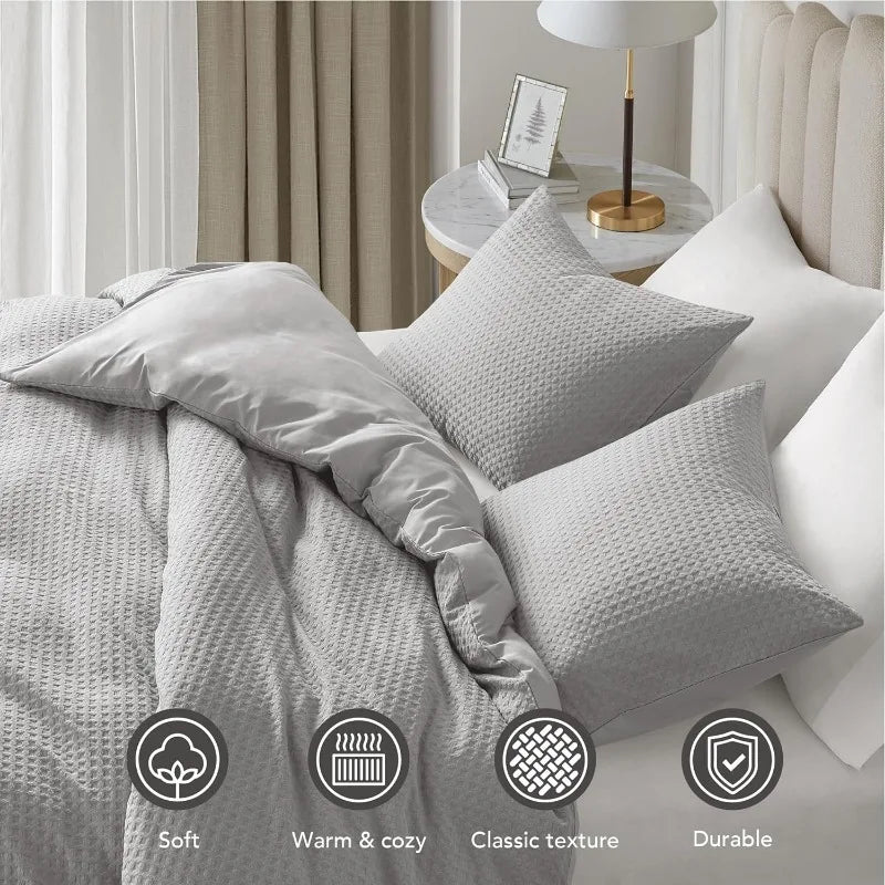 Duvet Cover Queen - Waffle Weave Textured