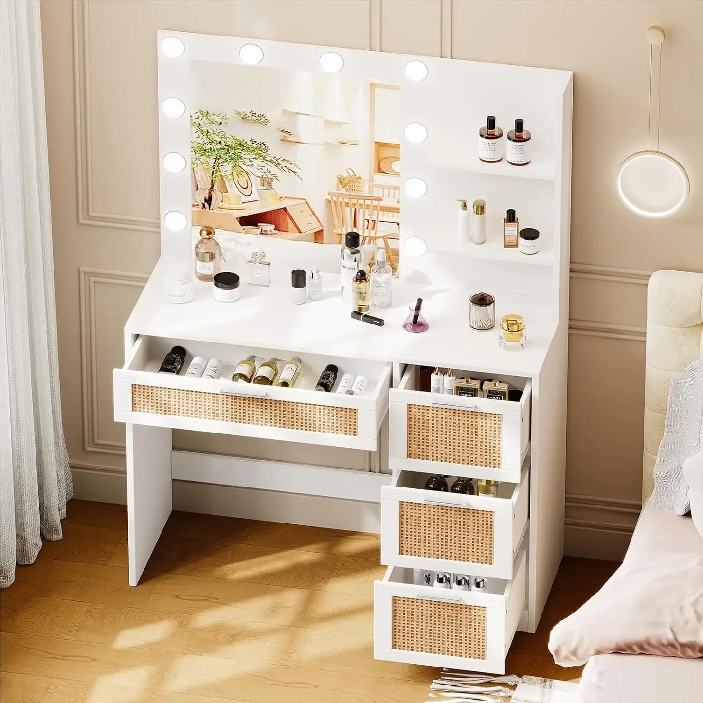 Makeup Vanity Table with Lighted Mirror