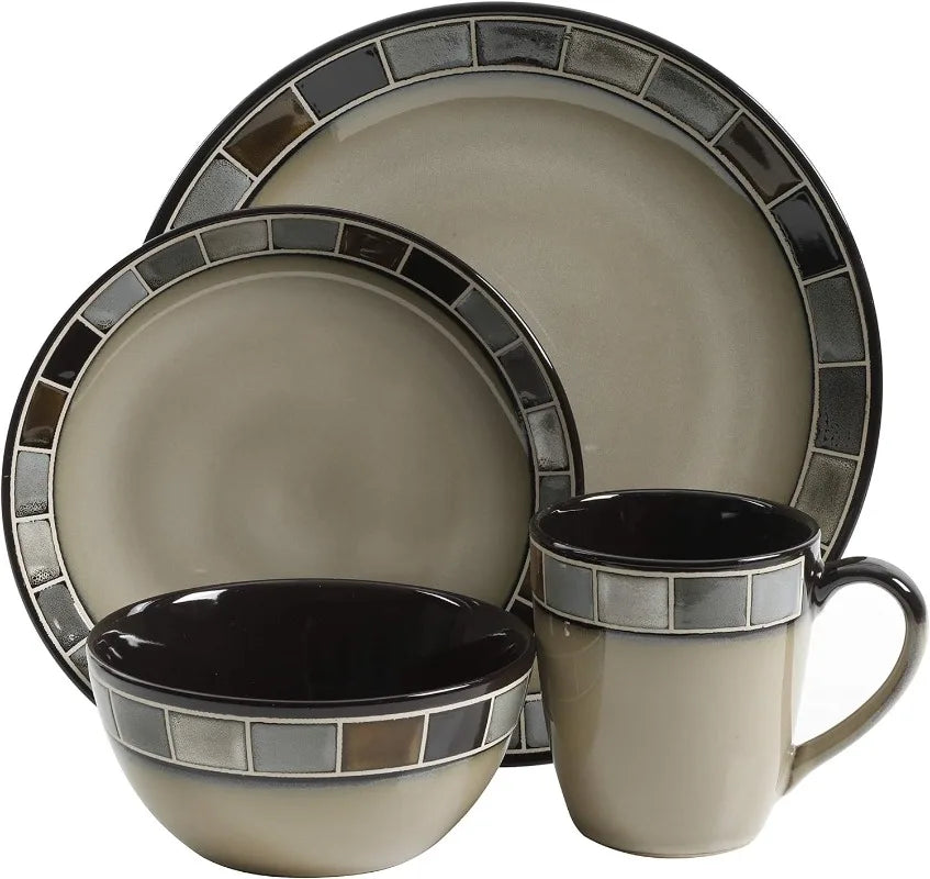 16 Piece Reactive Glaze Dinnerware Set