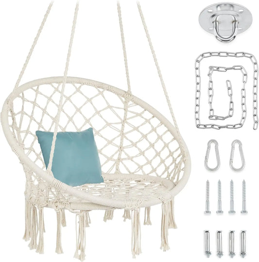 Macramé Hanging Chair,  Indoor & Outdoor