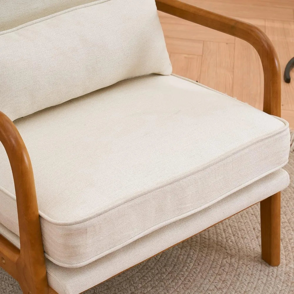 2 Beige themed chairs, upholstered