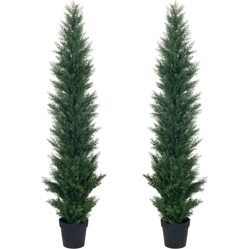 2 Packs 5ft Artificial Cedar Topiary Trees