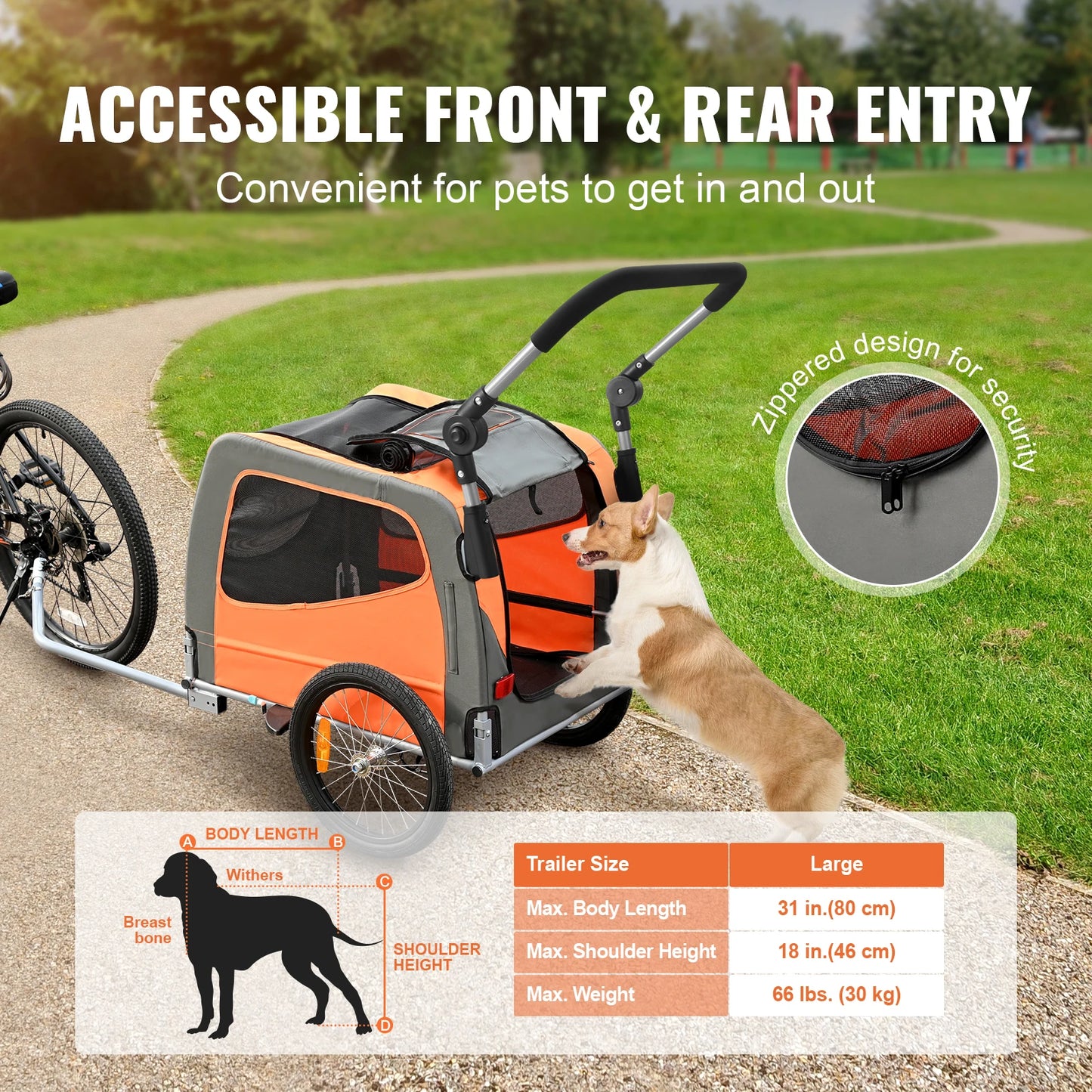 66lbs Dog Bike Trailer 2-in-1