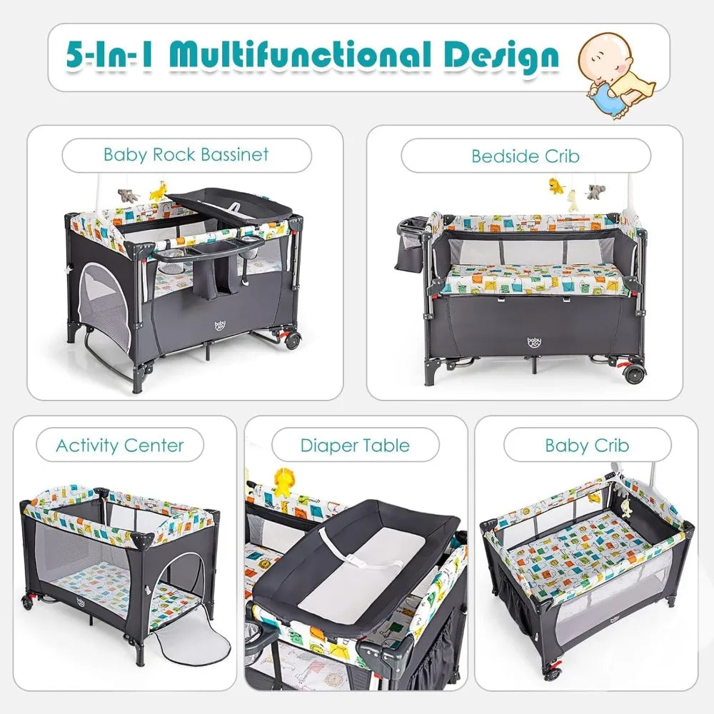 5-in-1 Pack and Play, Baby Bedside Sleeper