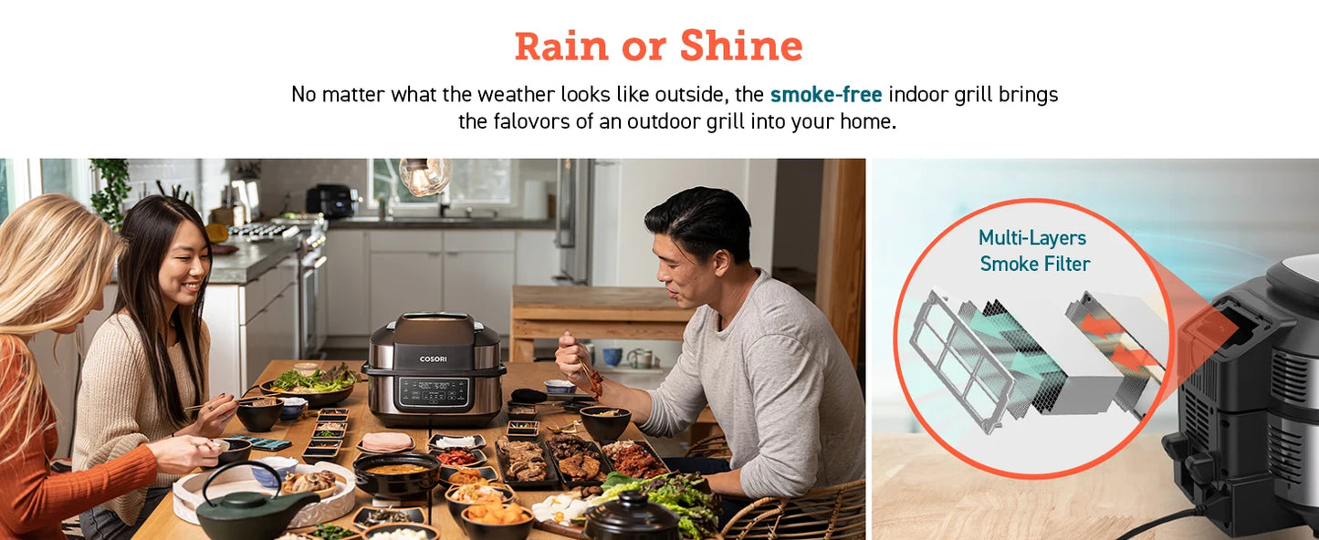 Electric Smokeless Indoor Grill/Airfryer Combo