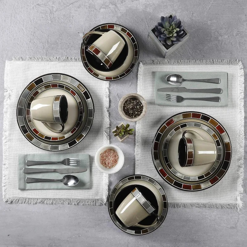 16 Piece Reactive Glaze Dinnerware Set