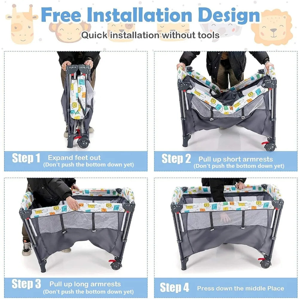 5-in-1 Pack and Play, Baby Bedside Sleeper