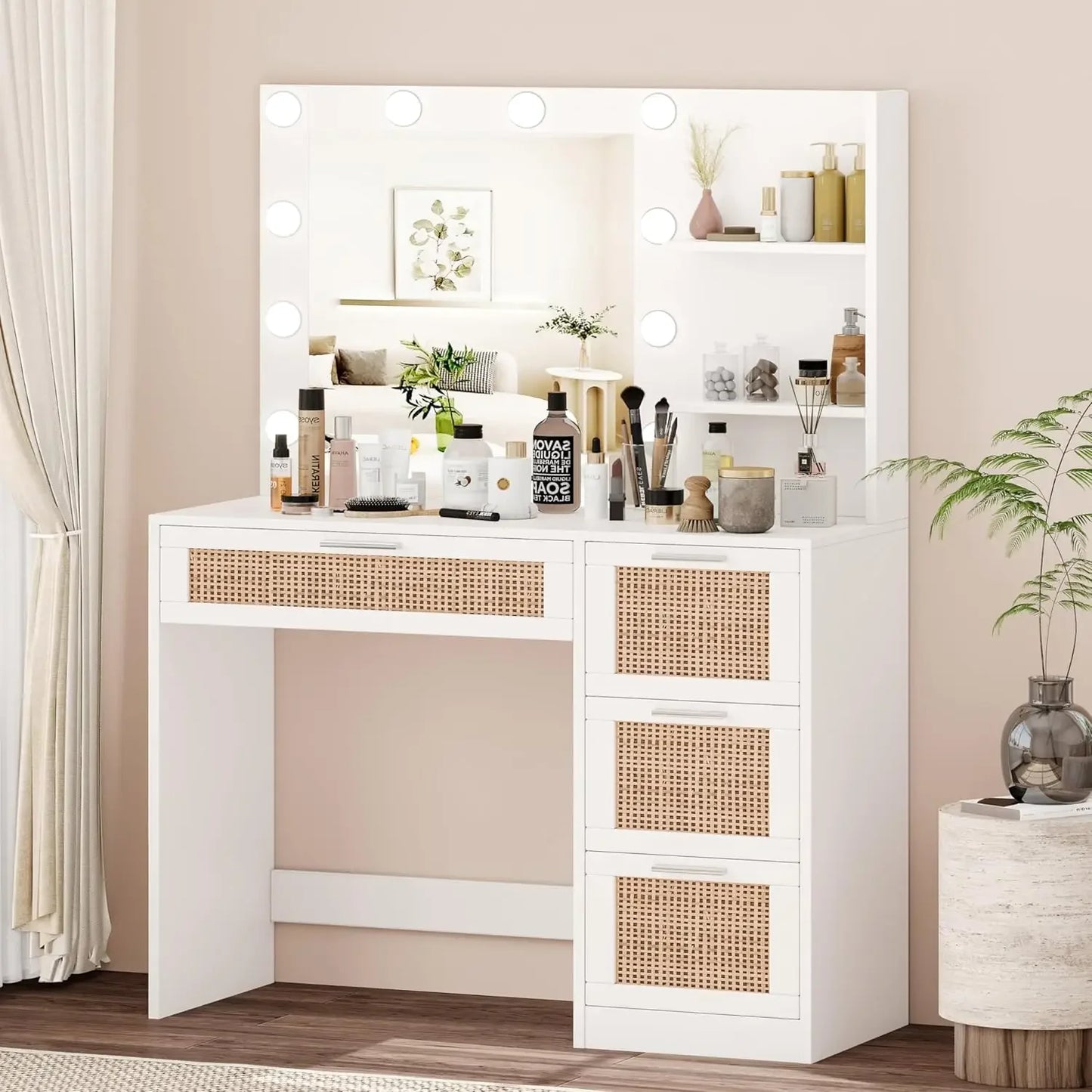 Makeup Vanity Table with Lighted Mirror