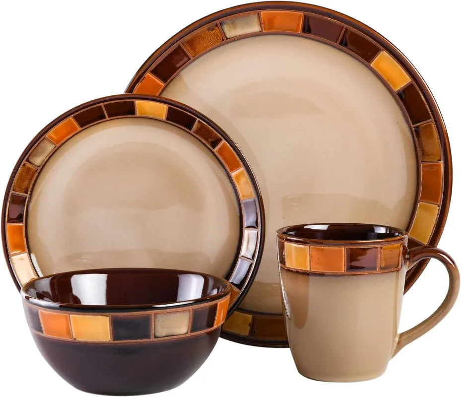 16 Piece Reactive Glaze Dinnerware Set