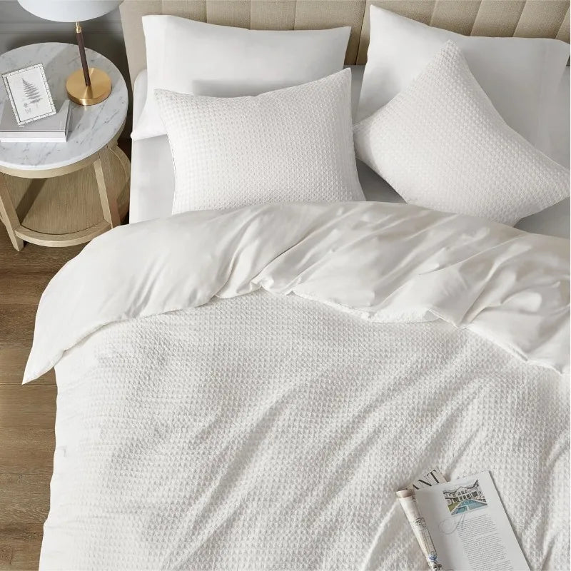 Duvet Cover Queen - Waffle Weave Textured