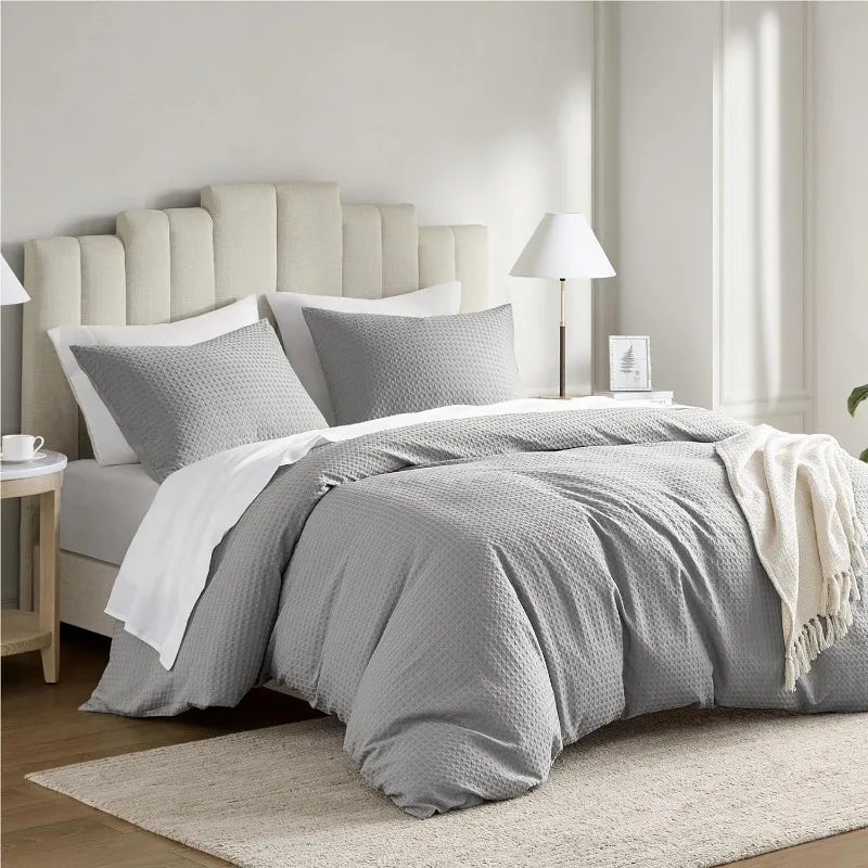 Duvet Cover Queen - Waffle Weave Textured