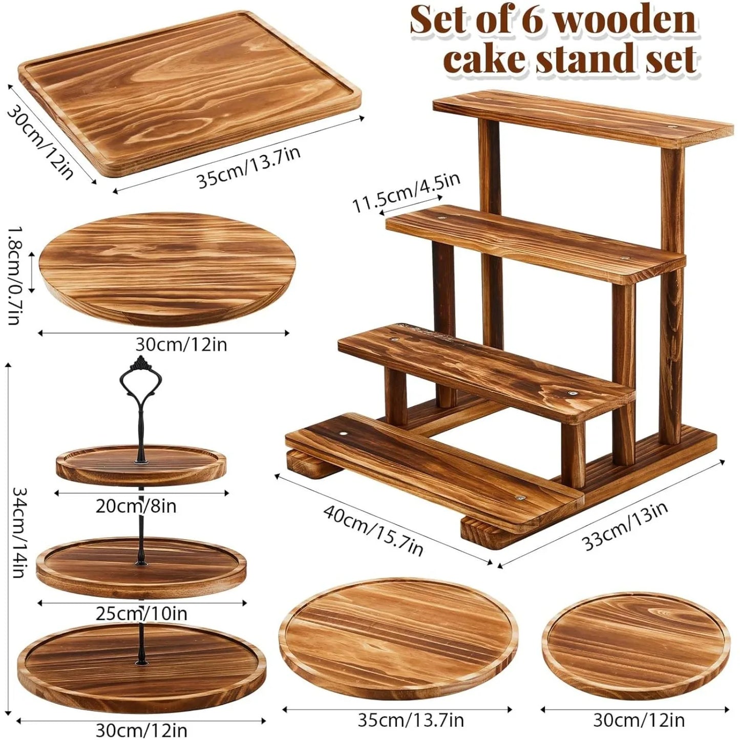 Wooden Cake Stands Set of 6