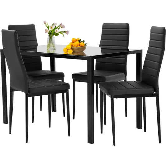 Dining Glass Table, 4 chairs