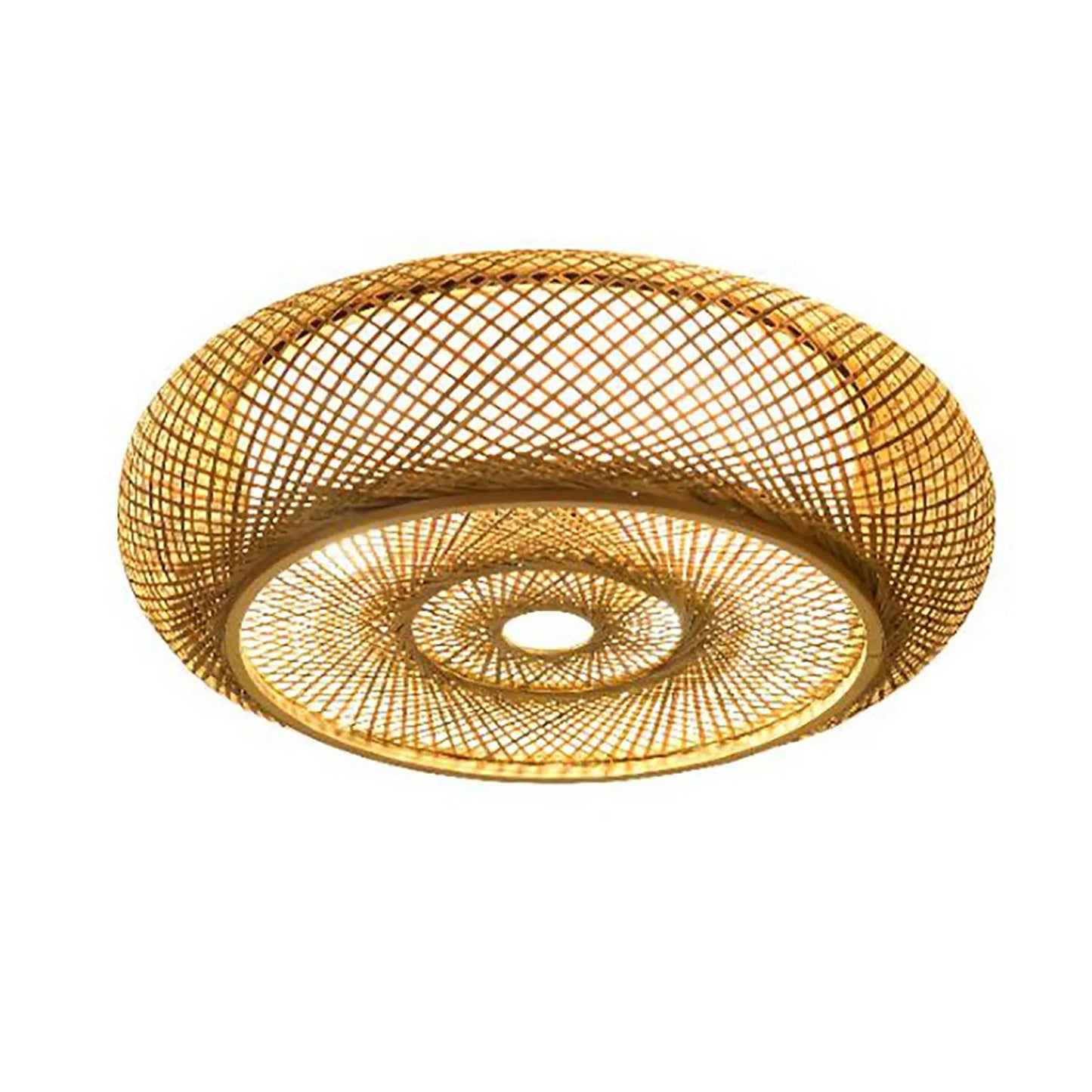 Light Rustic Rattan  Bamboo Flush Lamp (Bulb Not Included)