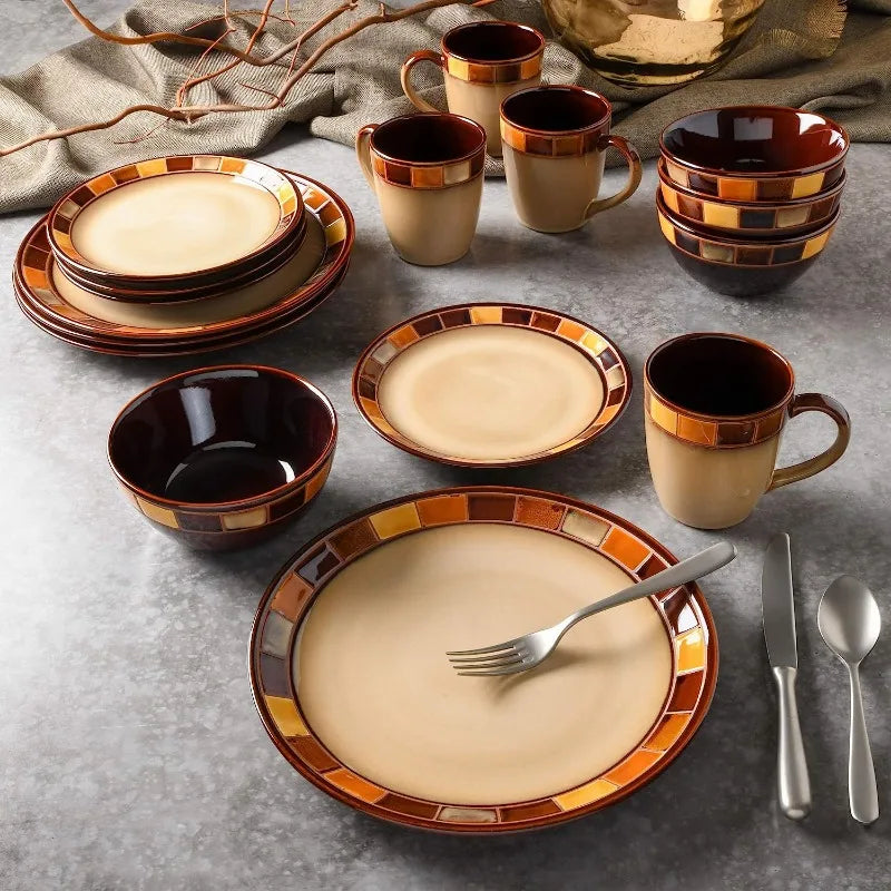 16 Piece Reactive Glaze Dinnerware Set