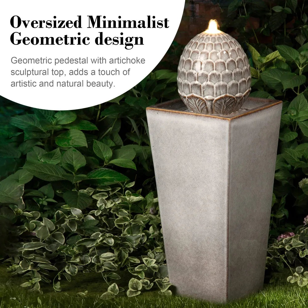 Ceramic Outdoor Water Fountain with LED Light