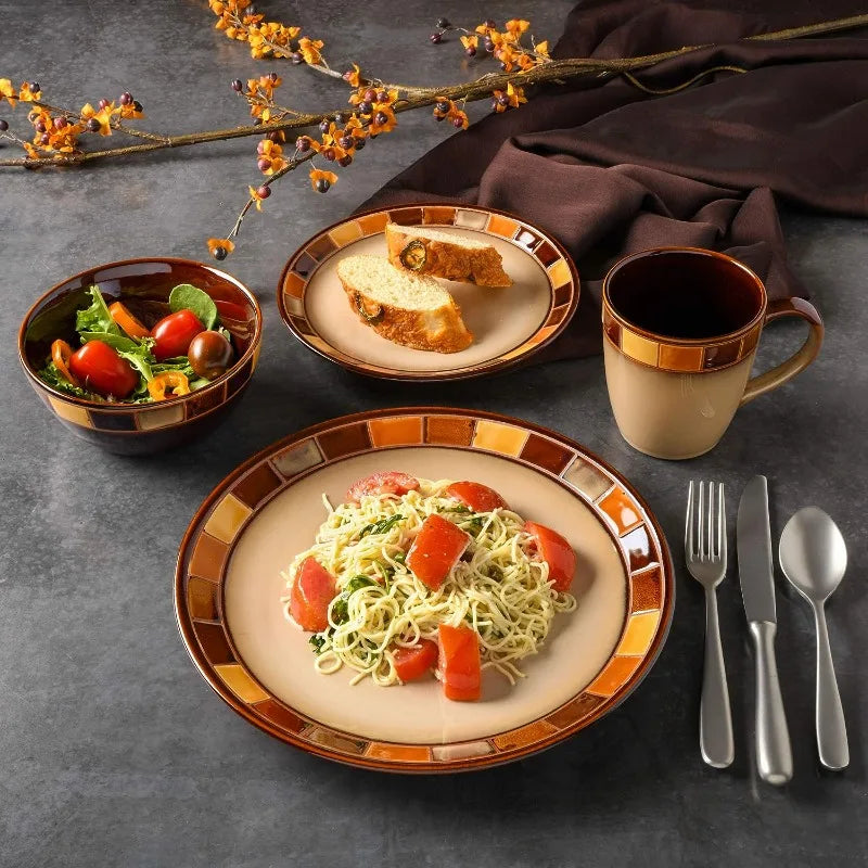 16 Piece Reactive Glaze Dinnerware Set